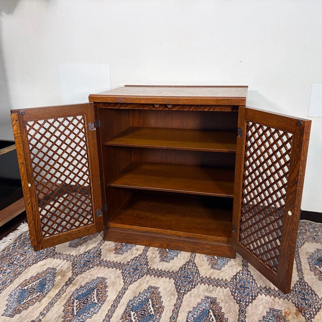 三越ブルージュ キャビネット オーク材 サイドボード ガラス戸 収納 食器棚