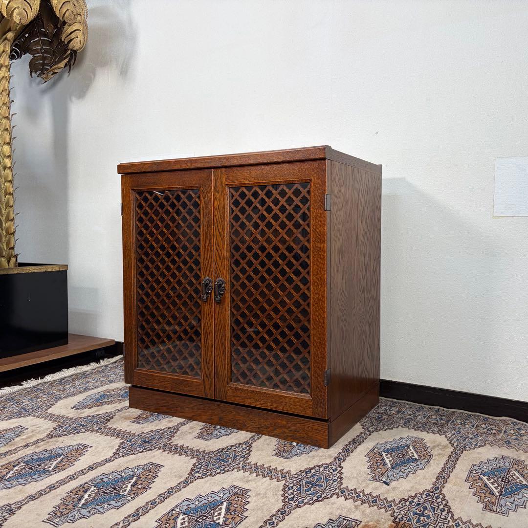 三越ブルージュ キャビネット オーク材 サイドボード ガラス戸 収納 食器棚