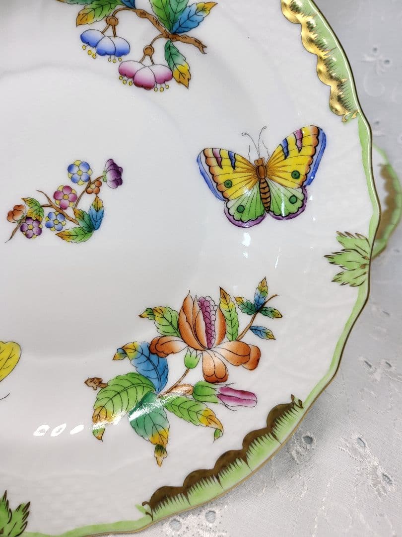 2枚✨ヘレンド ヴィクトリアブーケ サラダ デザート プレート19 皿 花蝶②
