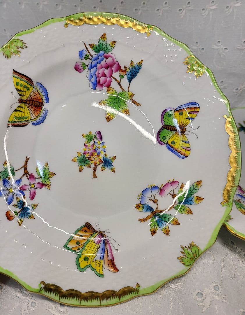 2枚✨ヘレンド ヴィクトリアブーケ サラダ デザート プレート19 皿 花蝶②