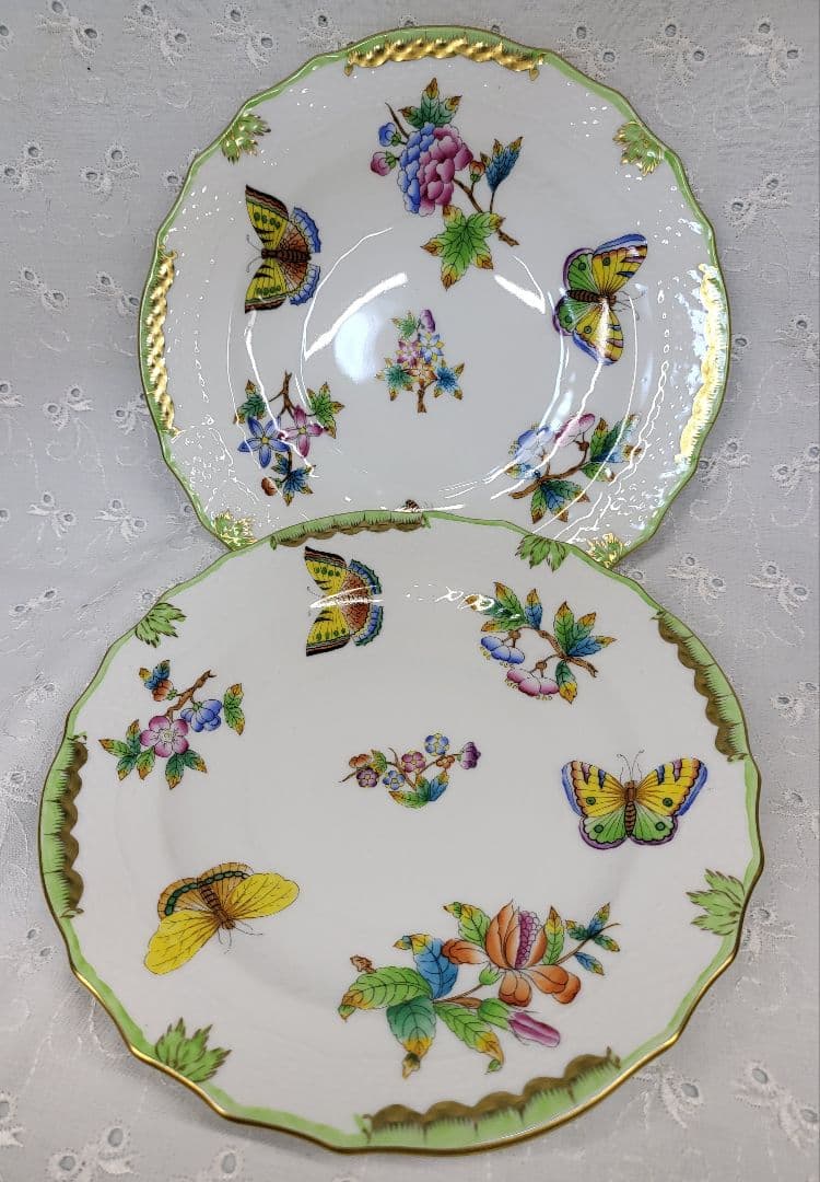 2枚✨ヘレンド ヴィクトリアブーケ サラダ デザート プレート19 皿 花蝶②