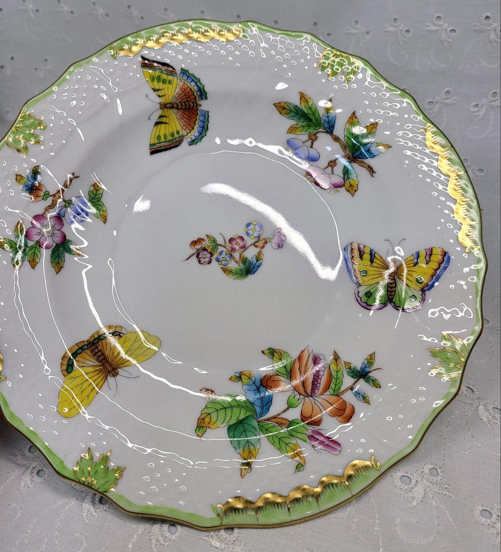 2枚✨ヘレンド ヴィクトリアブーケ サラダ デザート プレート19 皿 花蝶②
