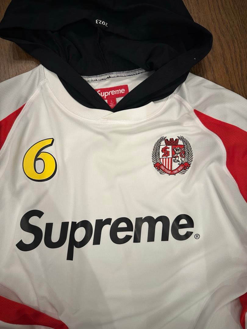 トップス Supreme Hooded Soccer Jersey \"White\" L