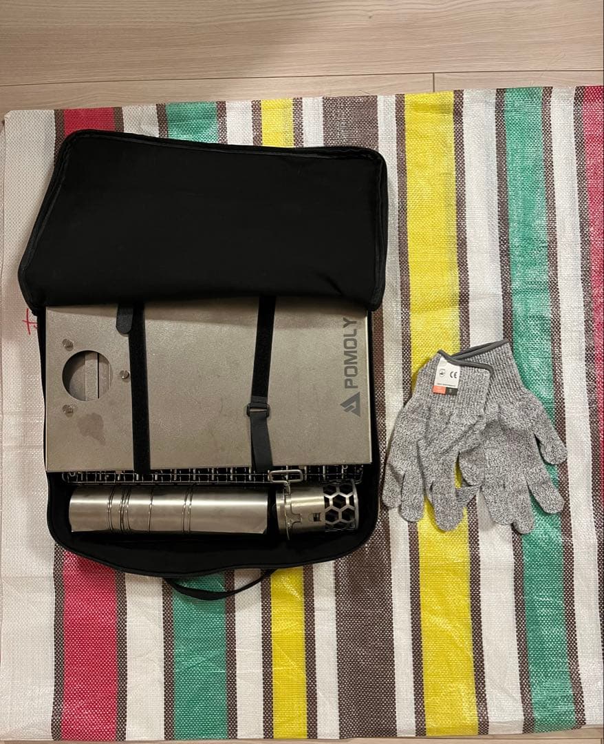 POMOLY 薪ストーブ T1 チタン製 折り畳み式 サイドテーブル付き