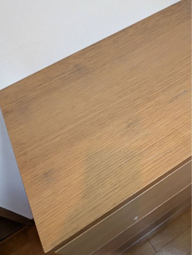 ■送料込■無印 木製チェスト オーク材 4段ワイド 衣類収納 廃盤 タンス 棚