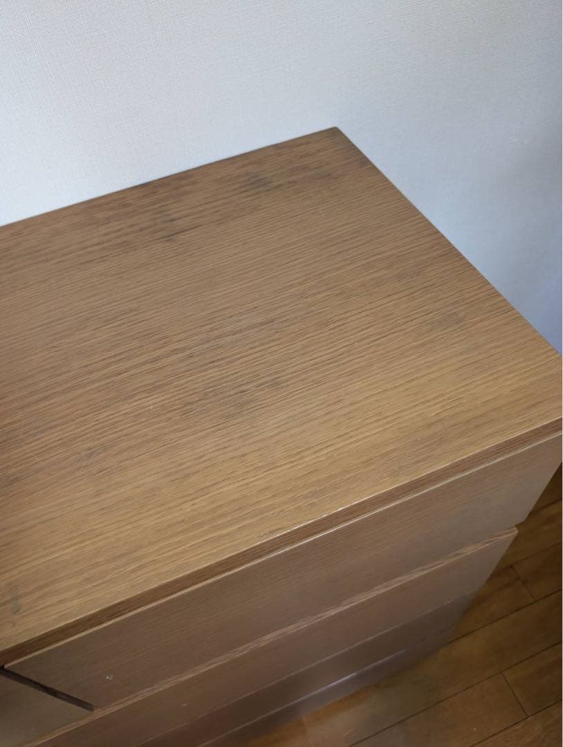 ■送料込■無印 木製チェスト オーク材 4段ワイド 衣類収納 廃盤 タンス 棚