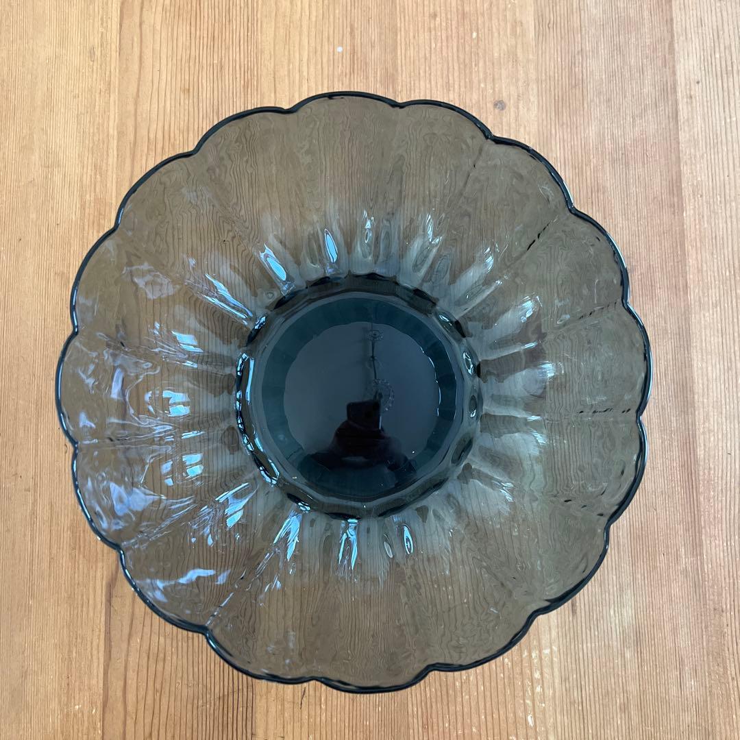 津田清和／深め／輪花　ガラスボウル鉢／希少／極美品