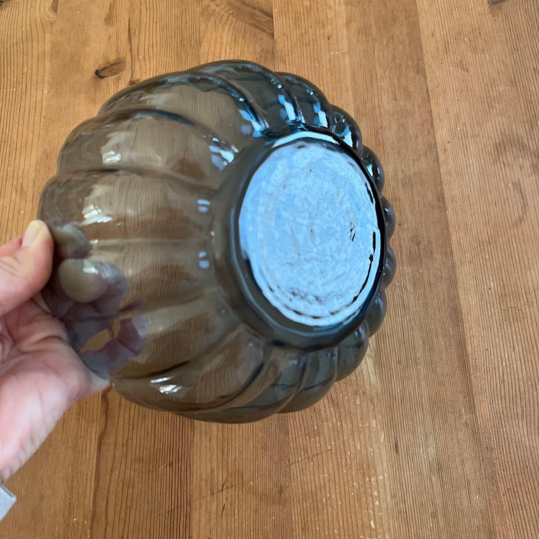 津田清和／深め／輪花　ガラスボウル鉢／希少／極美品