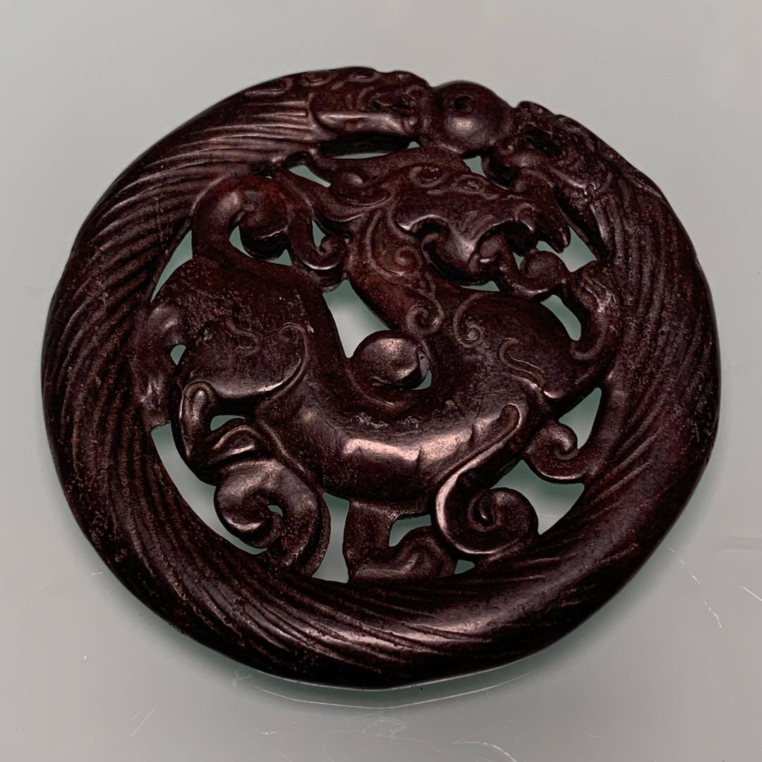 縁起物　神龍のトーテム 宇宙パワー 不思議の石鉄隕石　アンティーク　2点彫刻