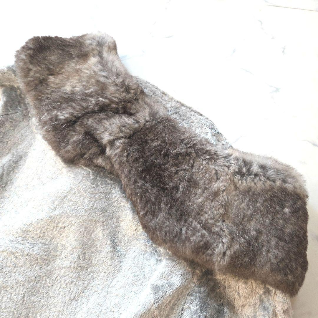 ARMANI JEANS リアルファー襟 ショートジャケット グレー系 42