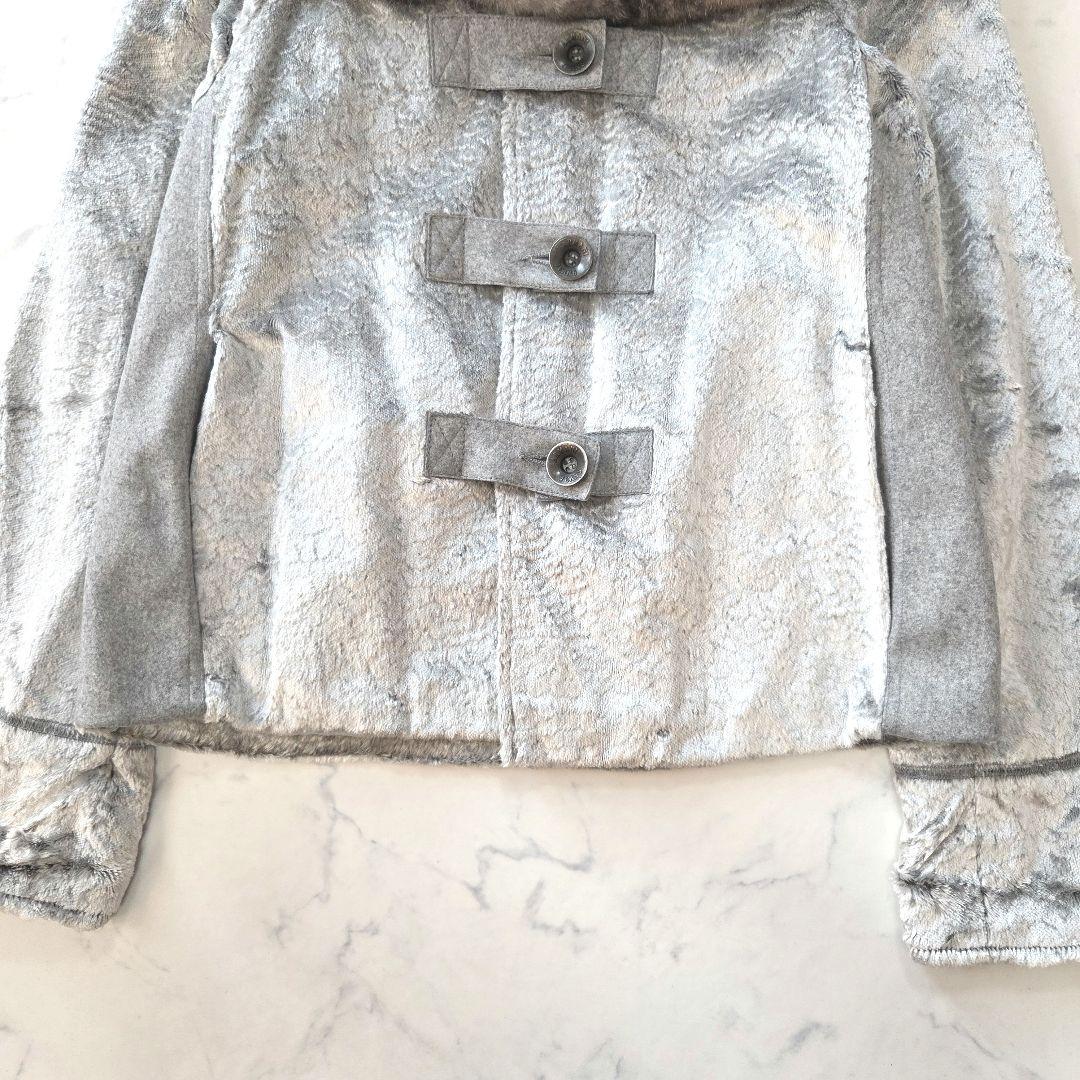 ARMANI JEANS リアルファー襟 ショートジャケット グレー系 42