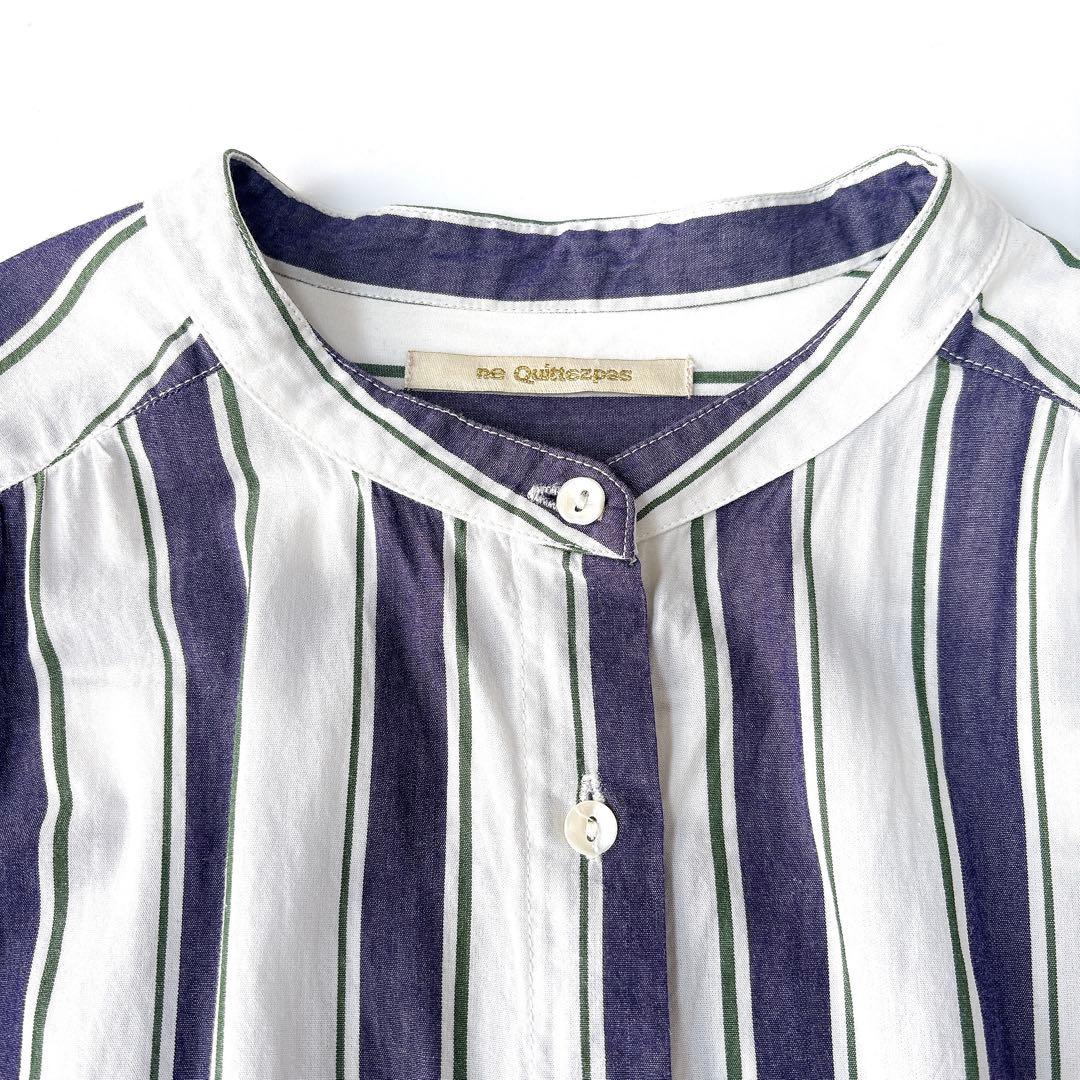 綾*様 美品⁑ヌキテパ　インドコットン　バンドカラーロングシャツワンピース　スト