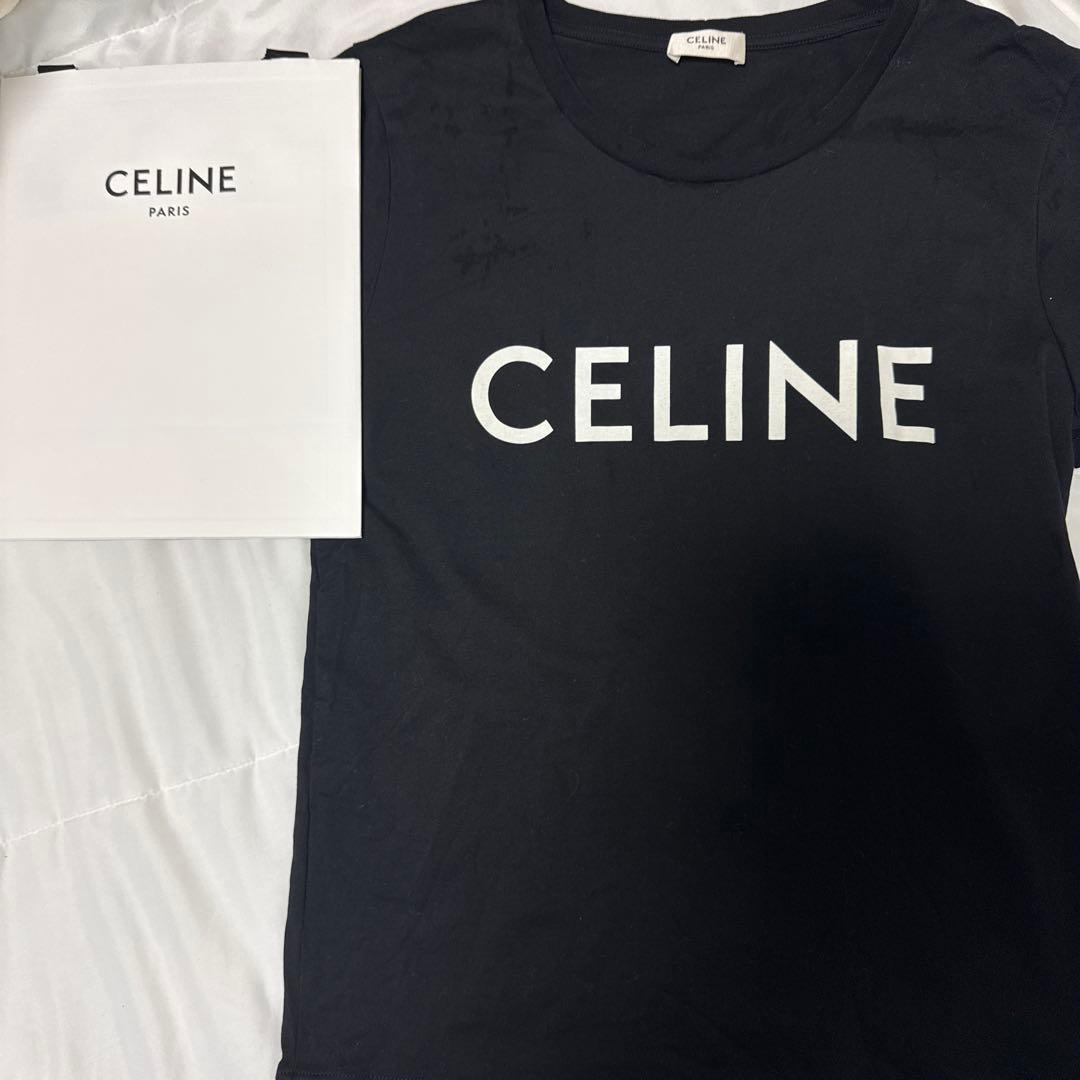 CELINE ブラック ロゴ Tシャツ 半袖