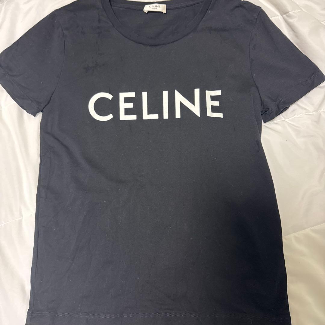 CELINE ブラック ロゴ Tシャツ 半袖
