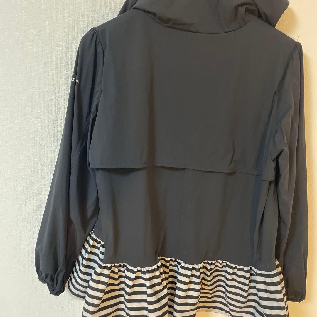 【美品】DANSKIN フード付きジャケット ブラック/ストライプ