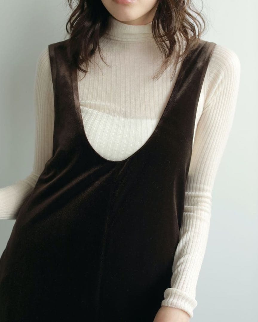 anuke Velour Uneck Onepiece ブラウン 38