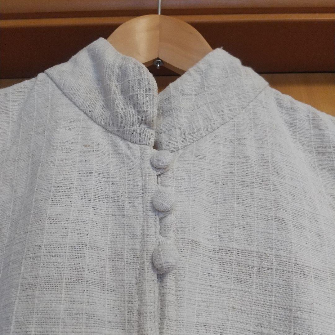 うさとの服ワンピースヘンプコットン生成りサイズ4　訳ありです。