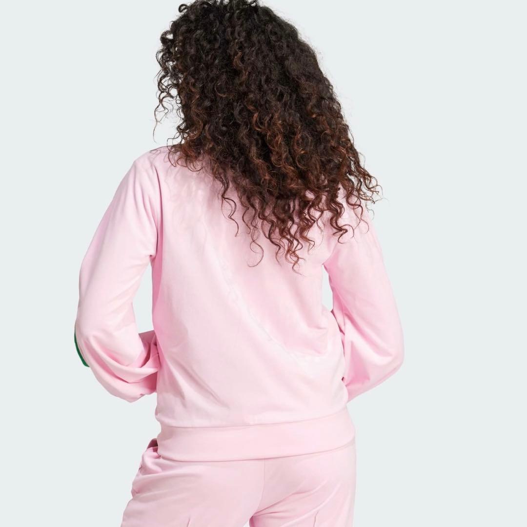 即完売 adidas バルーンスリーブ トラックジャケット ピンク ベロア XL