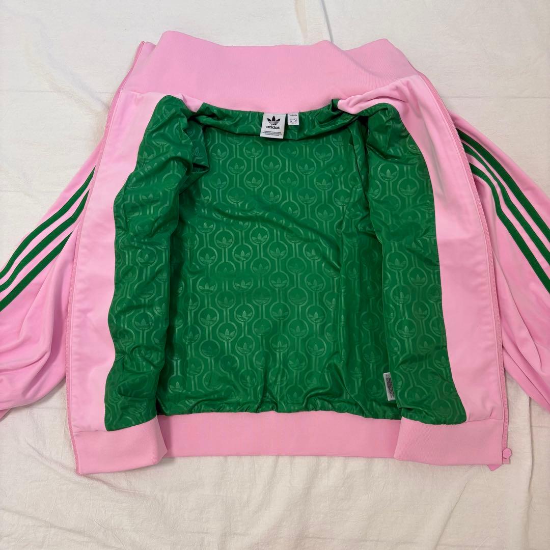 即完売 adidas バルーンスリーブ トラックジャケット ピンク ベロア XL