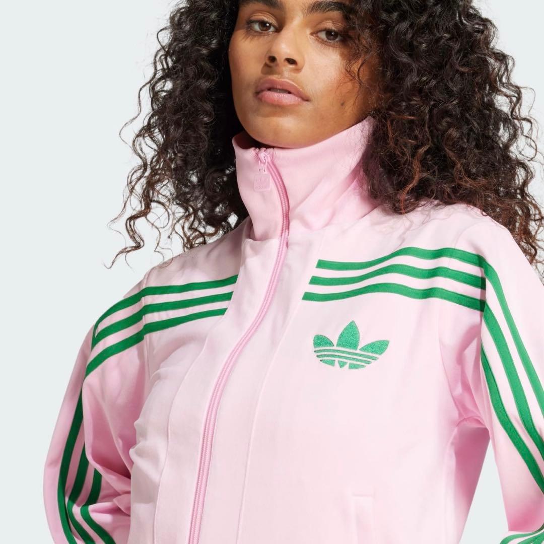 即完売 adidas バルーンスリーブ トラックジャケット ピンク ベロア XL