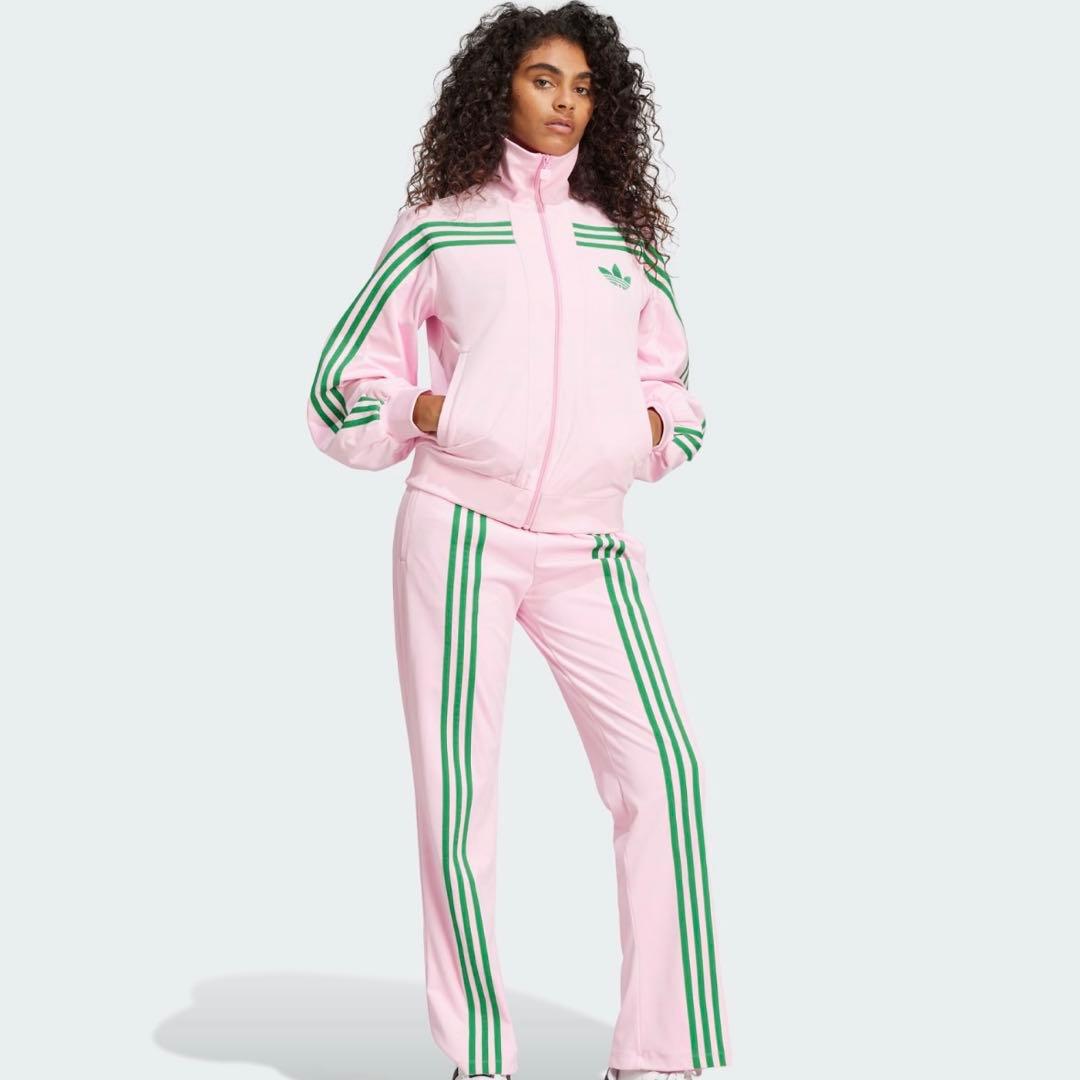 即完売 adidas バルーンスリーブ トラックジャケット ピンク ベロア XL