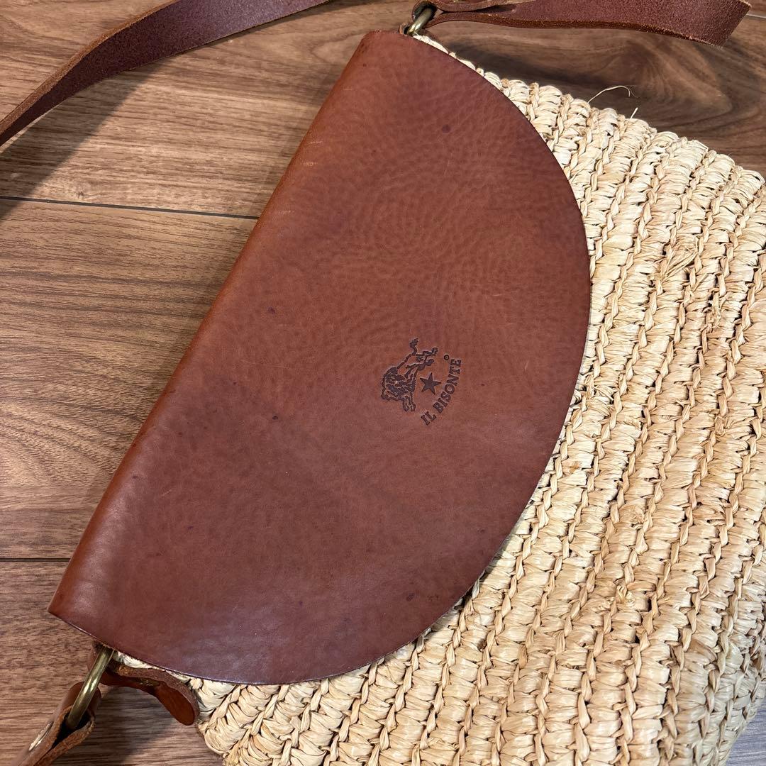 【極美品】IL BISONTE イルビゾンテ カゴ レザー ショルダーバッグ