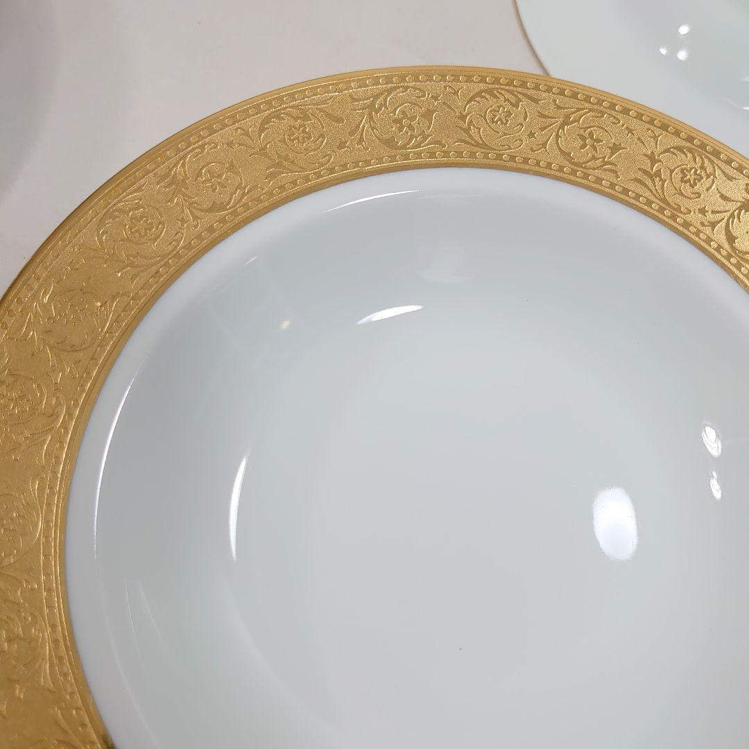 アビランド リモージュ ティスル スープ皿 6枚 高級 金彩 アザミ