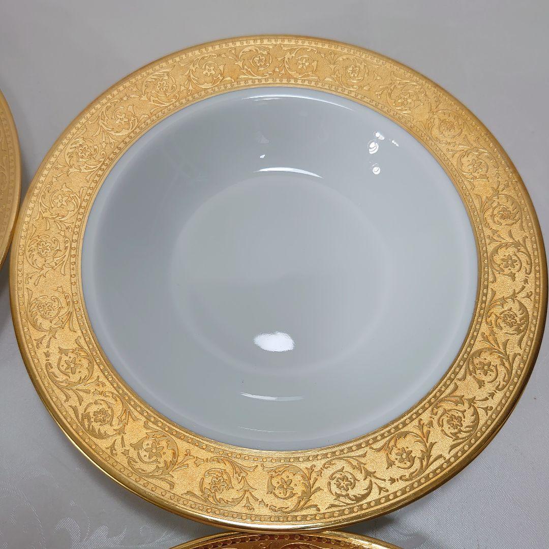 アビランド リモージュ ティスル スープ皿 6枚 高級 金彩 アザミ