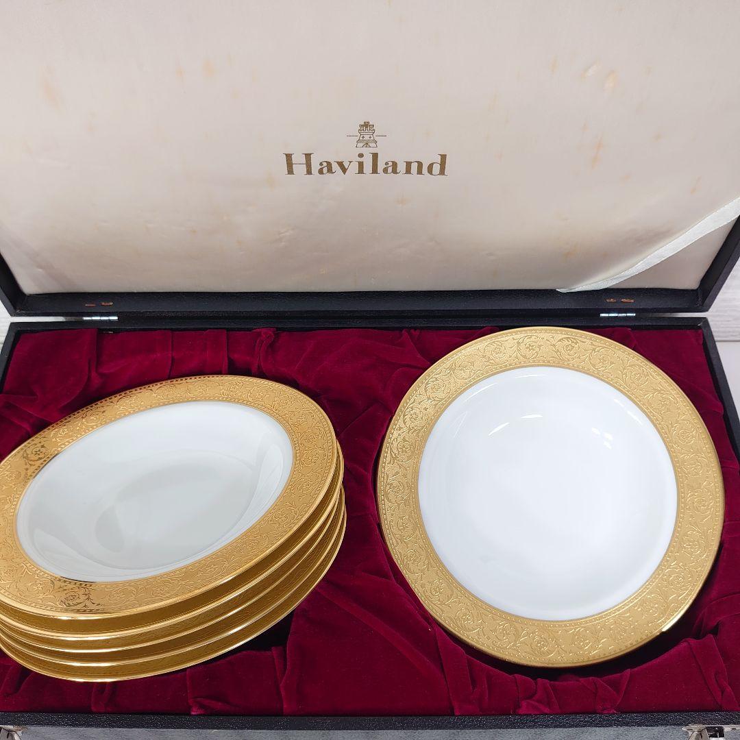 アビランド リモージュ ティスル スープ皿 6枚 高級 金彩 アザミ