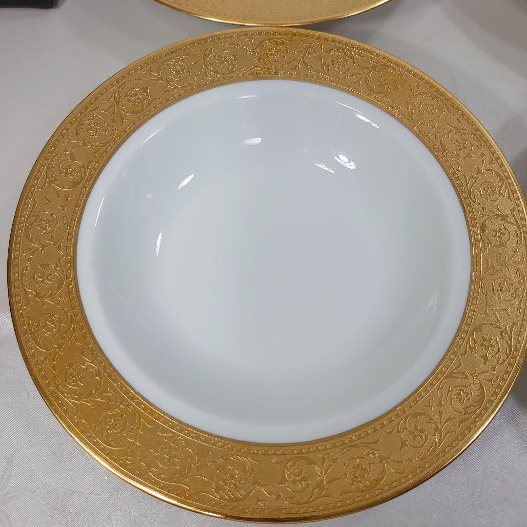 アビランド リモージュ ティスル スープ皿 6枚 高級 金彩 アザミ