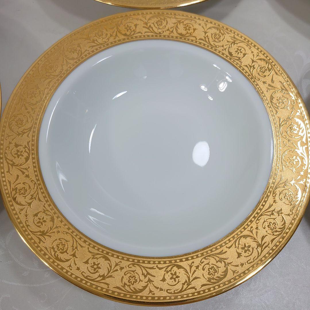 アビランド リモージュ ティスル スープ皿 6枚 高級 金彩 アザミ