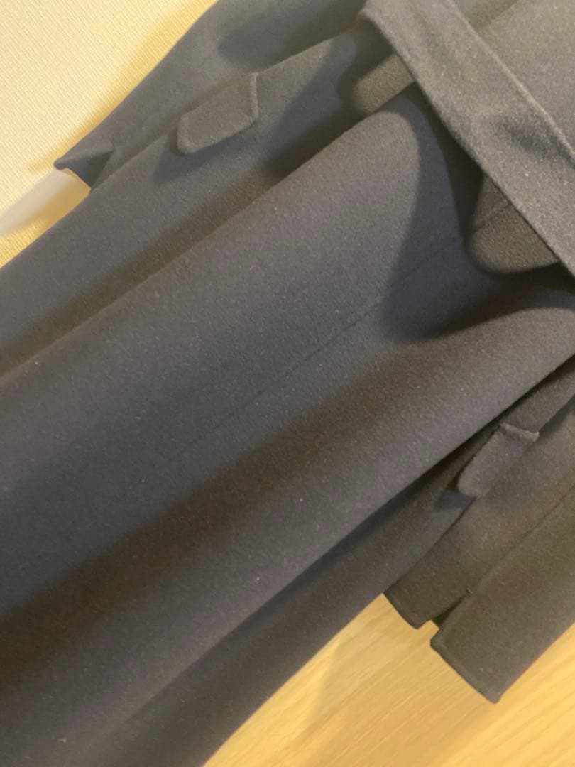 美品マックスマーラ　毛100% ネイビー ダブルブレスト ロングコート　34