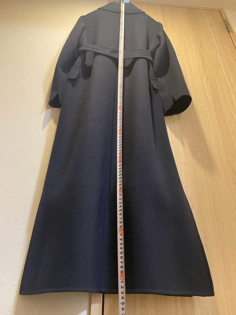 美品マックスマーラ　毛100% ネイビー ダブルブレスト ロングコート　34