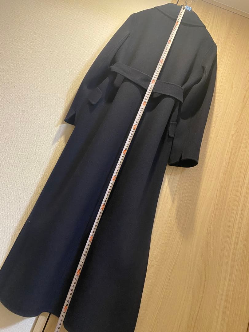 美品マックスマーラ　毛100% ネイビー ダブルブレスト ロングコート　34