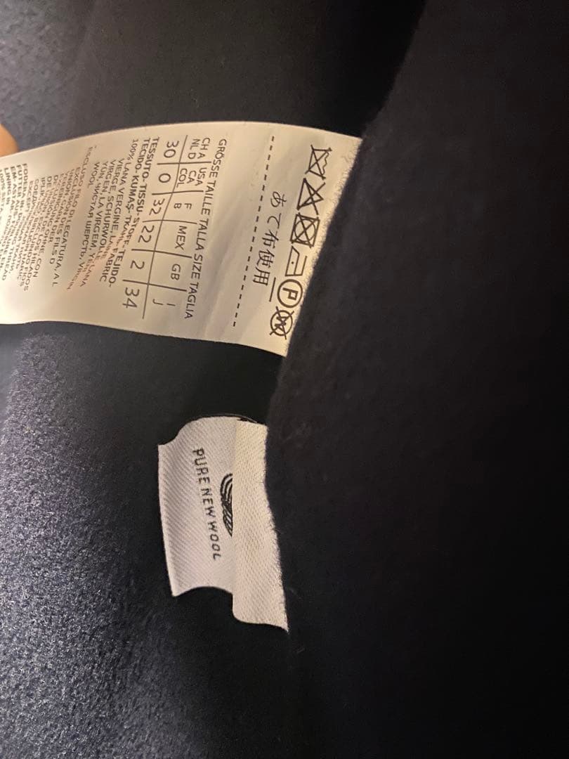 美品マックスマーラ　毛100% ネイビー ダブルブレスト ロングコート　34