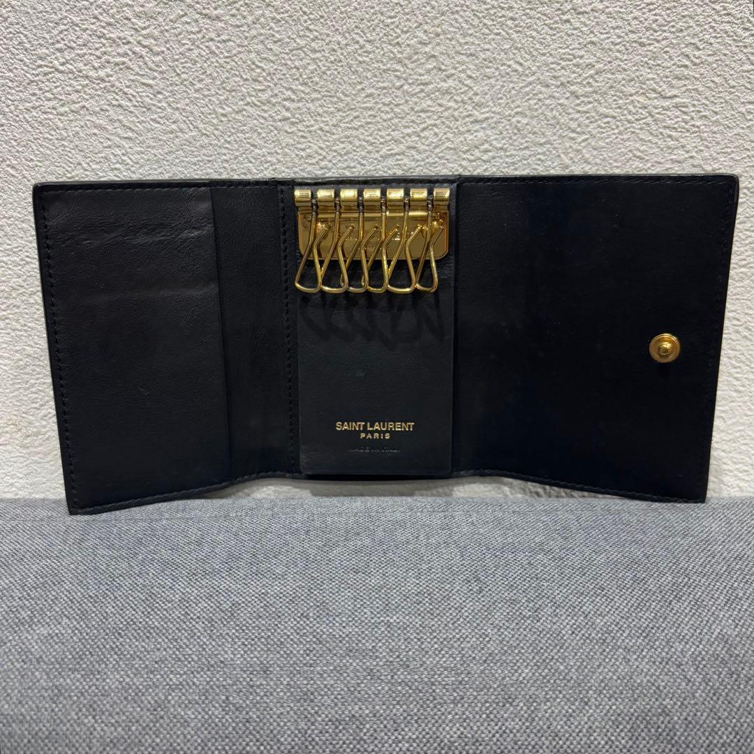サンローラン　6連キーケース　YSLロゴ　カサンドラ　レザー　ブラック