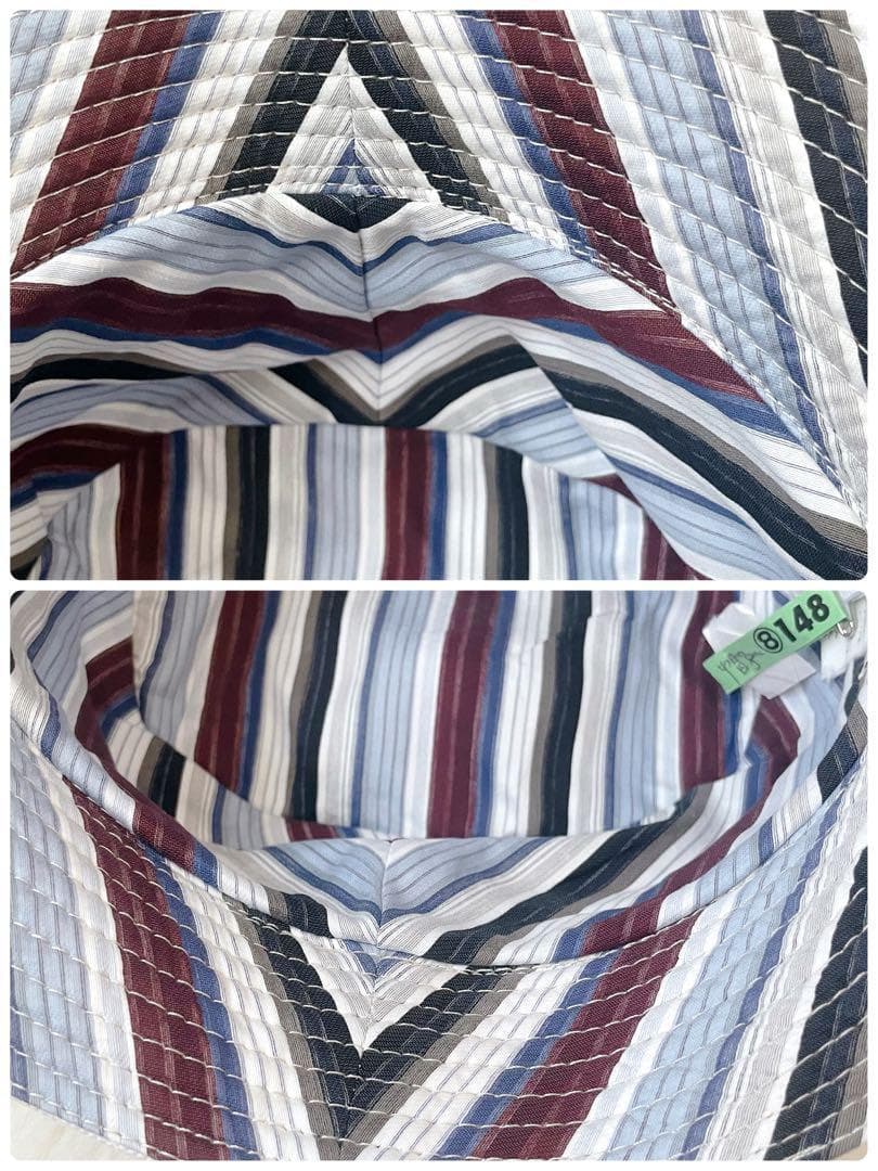 【美品✨クリーニング済】HERMES バケットハット 帽子 ストライプ裏地 清潔