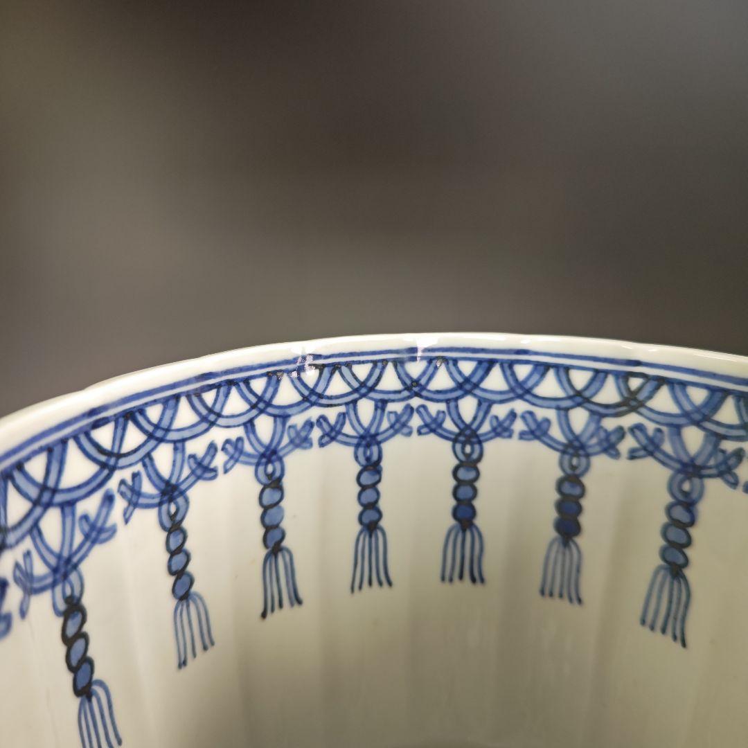 イ921 水指『膳所焼　淡海ぜぜ　陽炎園造　染付　桶側　水指　共箱』茶道具