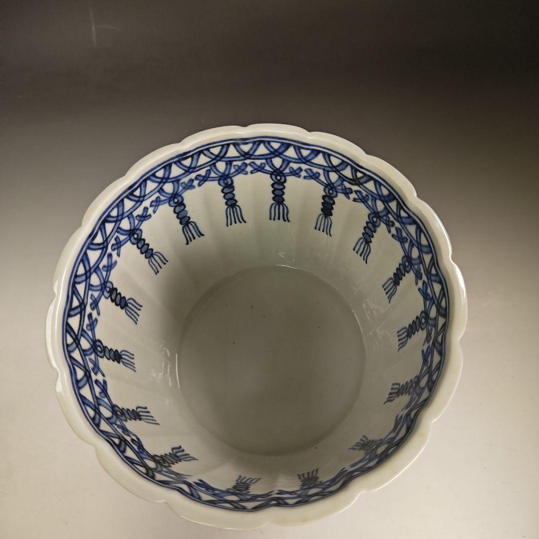 イ921 水指『膳所焼　淡海ぜぜ　陽炎園造　染付　桶側　水指　共箱』茶道具