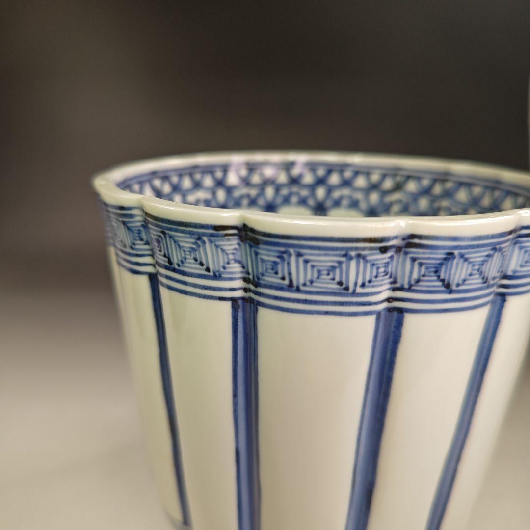 イ921 水指『膳所焼　淡海ぜぜ　陽炎園造　染付　桶側　水指　共箱』茶道具