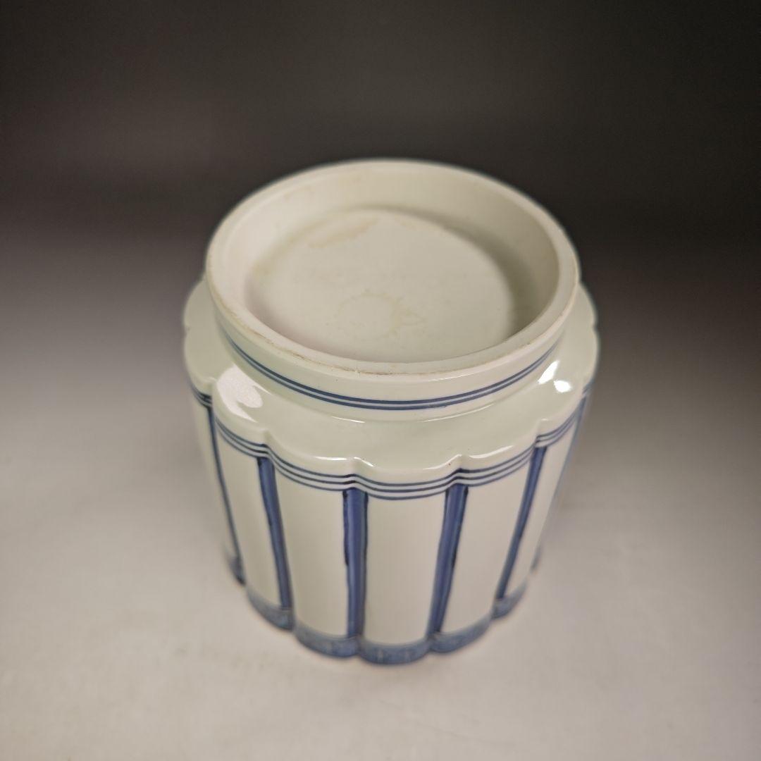 イ921 水指『膳所焼　淡海ぜぜ　陽炎園造　染付　桶側　水指　共箱』茶道具