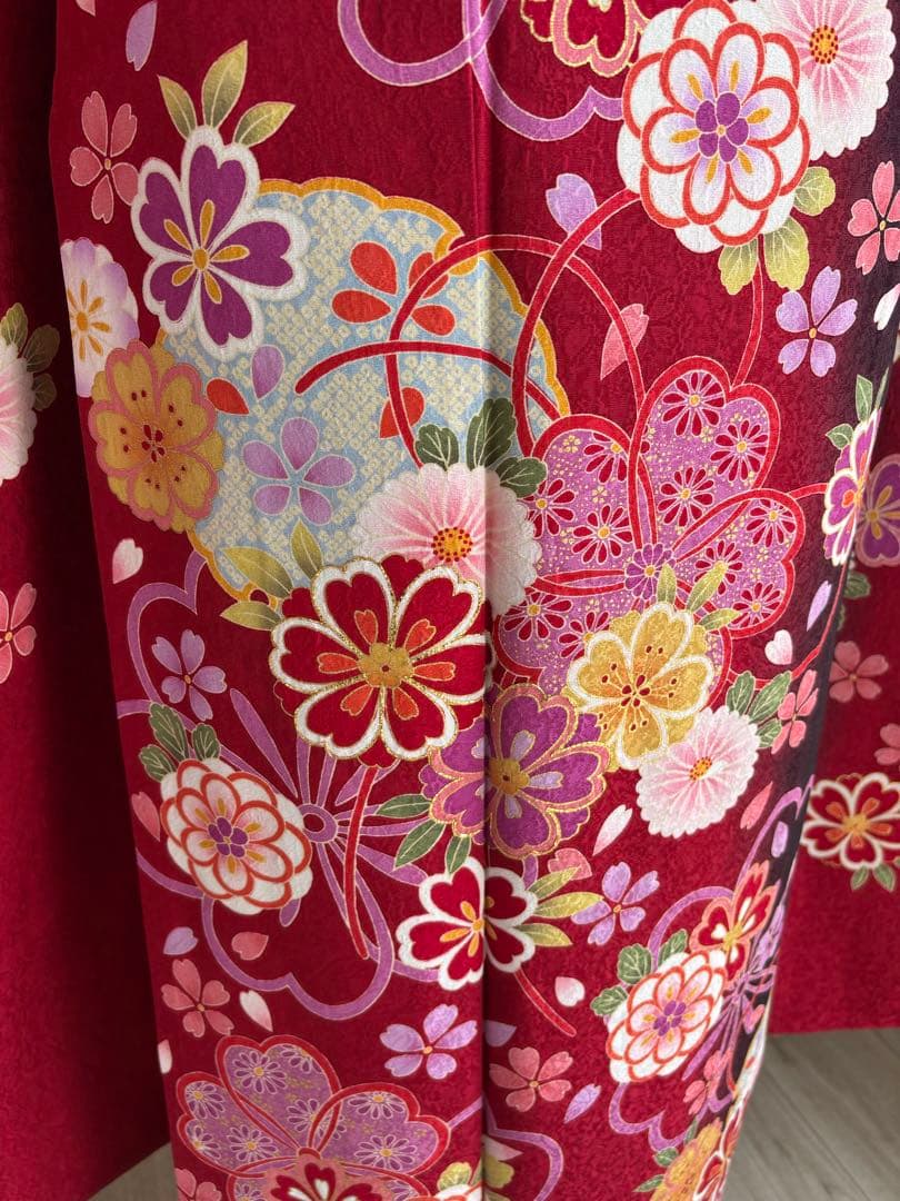 ポム❣️ 【最終価格！】⭐️振袖フルセット　正絹振袖　正絹袋帯　成人式　赤系
