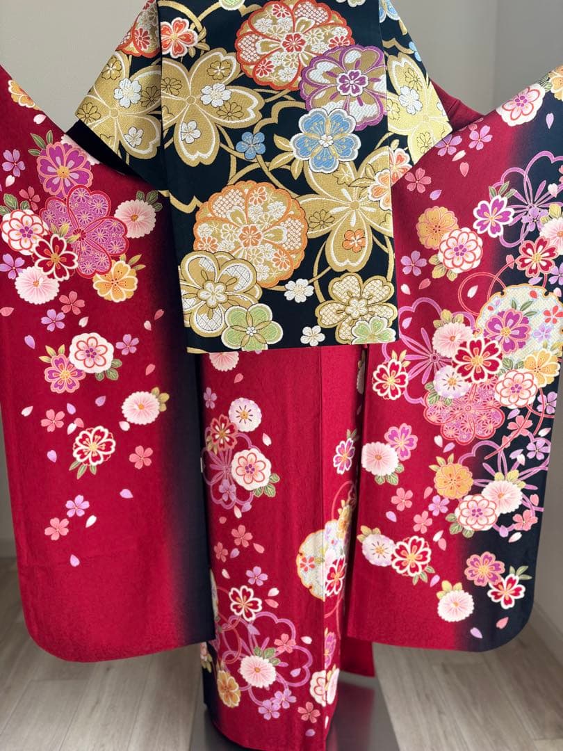 ポム❣️ 【最終価格！】⭐️振袖フルセット　正絹振袖　正絹袋帯　成人式　赤系