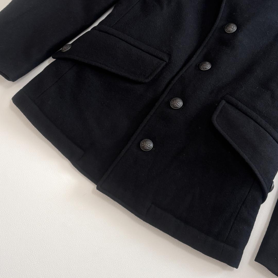 【カシミヤ混】ポールスミス ナポレオンコート メタルボタン キルティング S 黒
