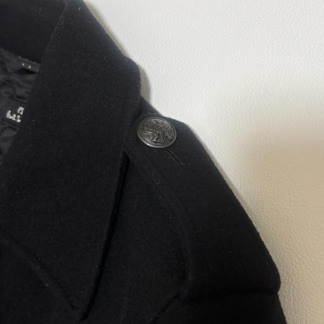 【カシミヤ混】ポールスミス ナポレオンコート メタルボタン キルティング S 黒