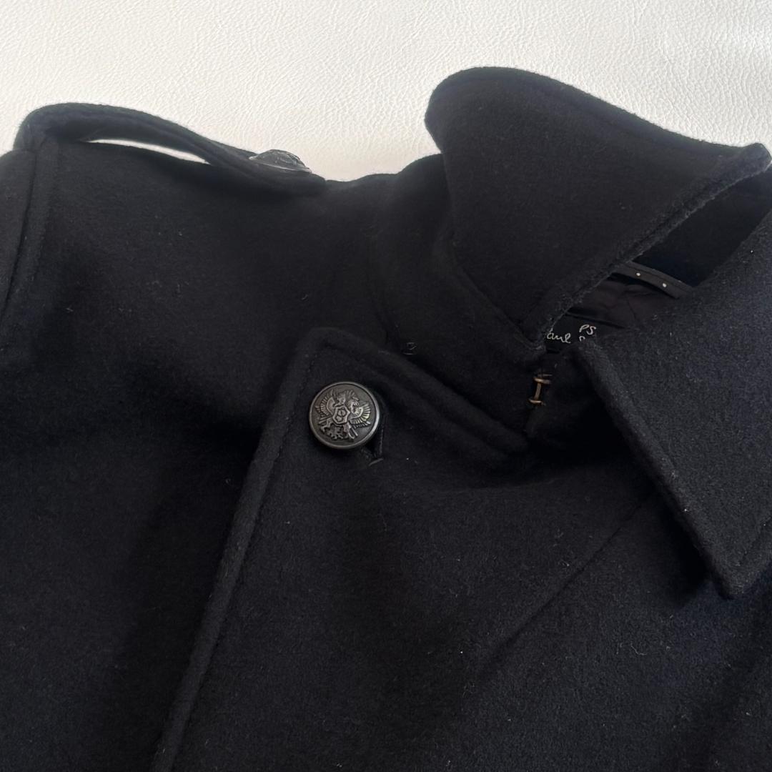【カシミヤ混】ポールスミス ナポレオンコート メタルボタン キルティング S 黒