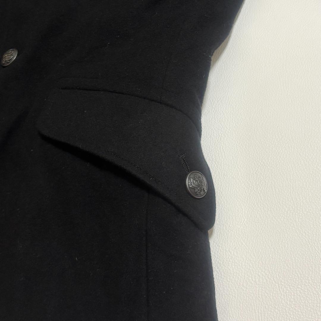 【カシミヤ混】ポールスミス ナポレオンコート メタルボタン キルティング S 黒