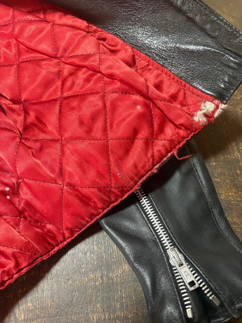 旧タグ666ブラック レザーダブルライダースジャケット 32