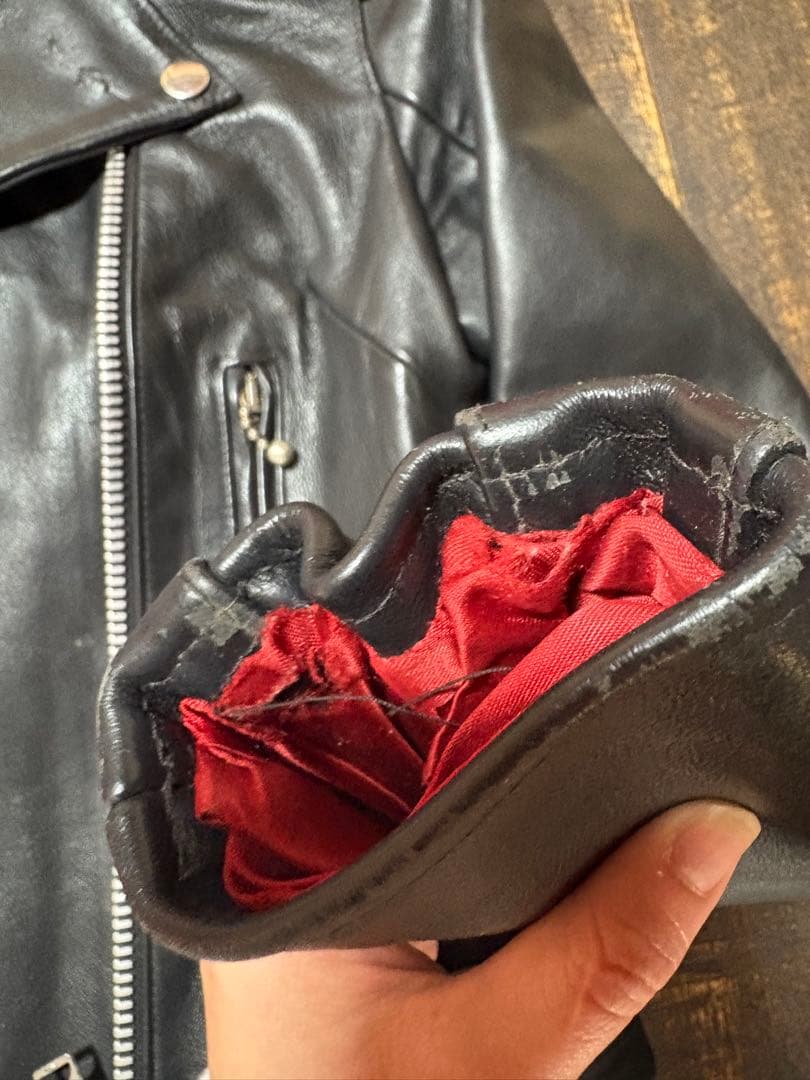 旧タグ666ブラック レザーダブルライダースジャケット 32