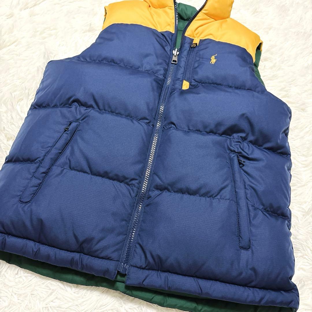 美品　ポロ　ラルフローレン　ダウンベスト　リバーシブル　ポニー　刺繍　人気　L